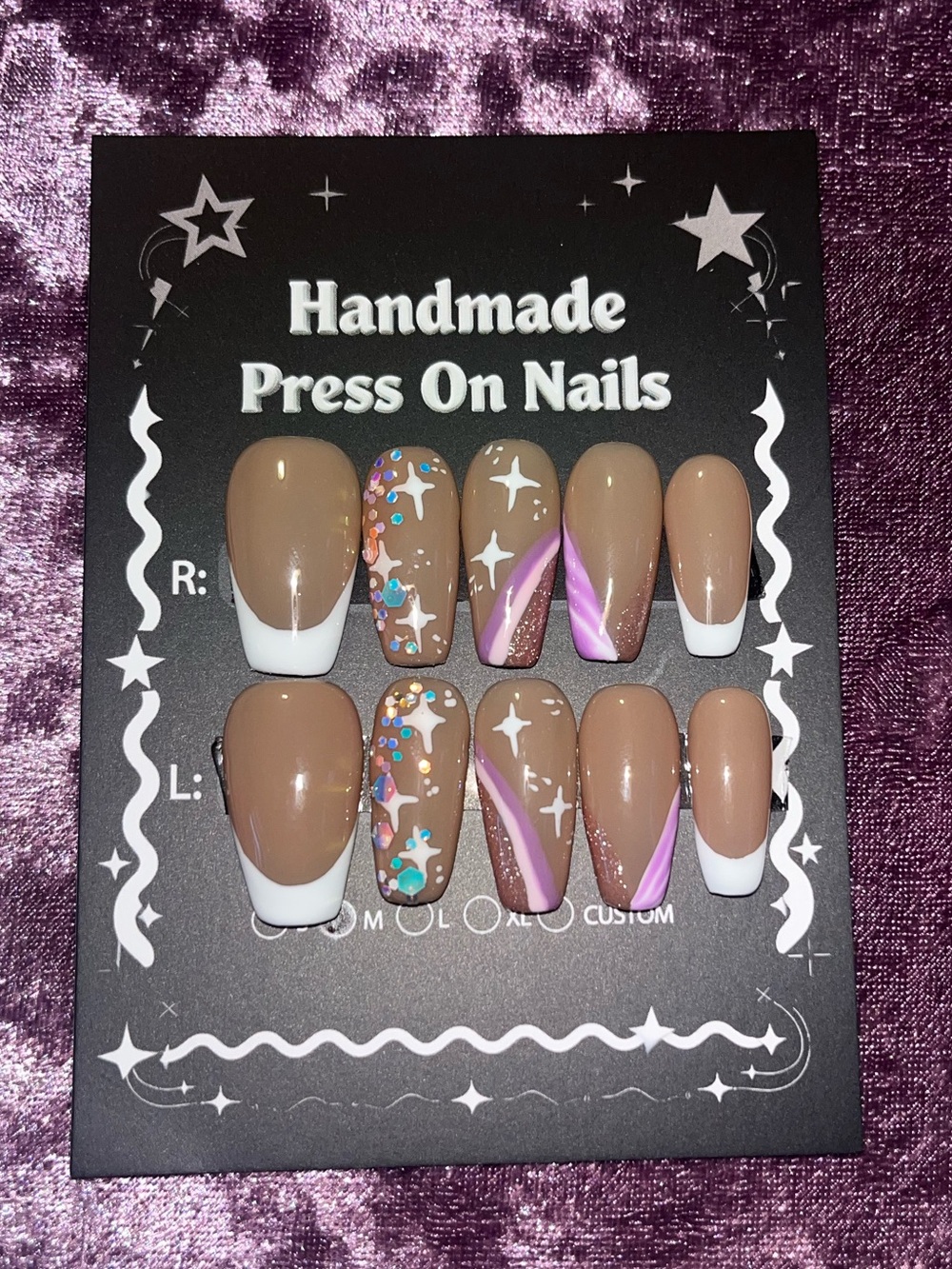 Handmade Brown & Pink Press-On Nails - Custom Set